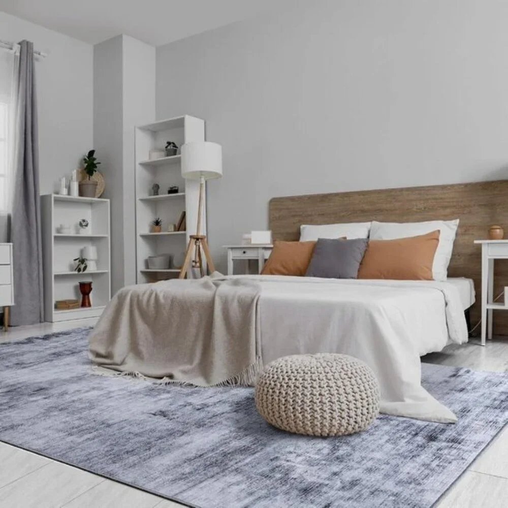 New 4x6 Abstract Area Rug, Modern Washable Low Pile Non-Slip Carpet for Bedroom